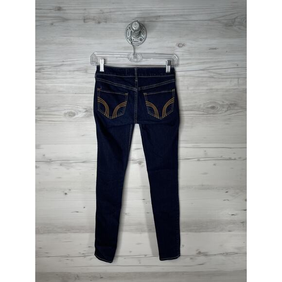 Hollister Jeans Womens 00 Blue Dark Wash Skinny Stretch Denim Classic Low Rise - Picture 7 of 16